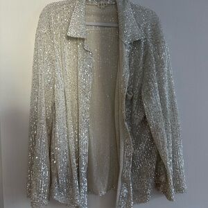 sequin oversized button down